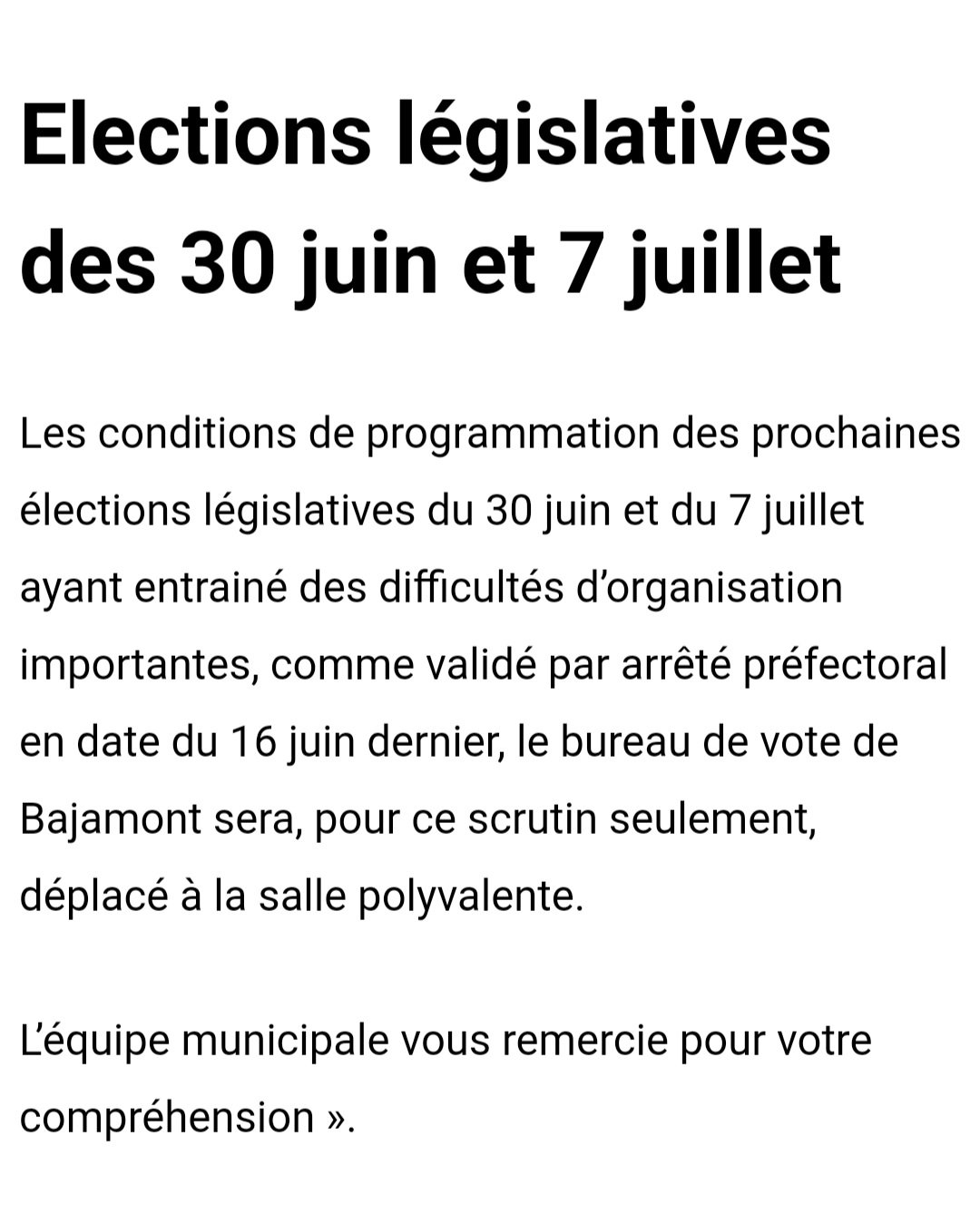 Elections législatives des 30 juin et 7 juillet